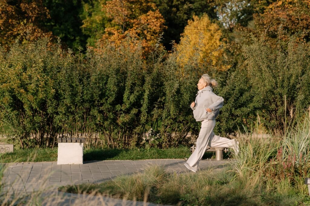 elderly lady jogging